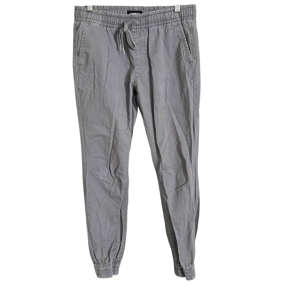 Express 100% cotton gray high rise drawstring cuffed jogger pants jeans
